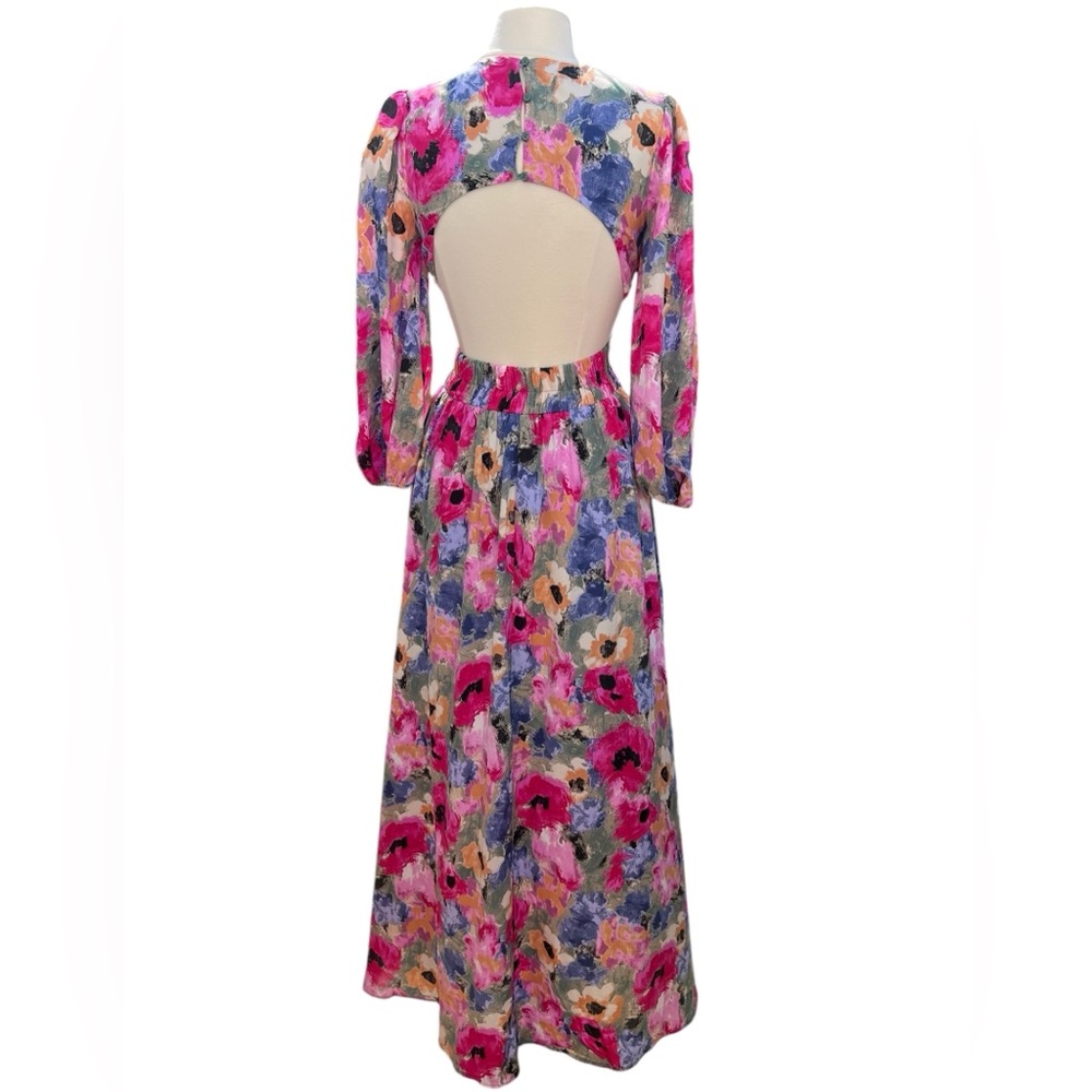 Entro Multicolor Long Sleeve Floral Cut Out Sienna Maxi Dress Size Small NWT - Picture 4 of 14